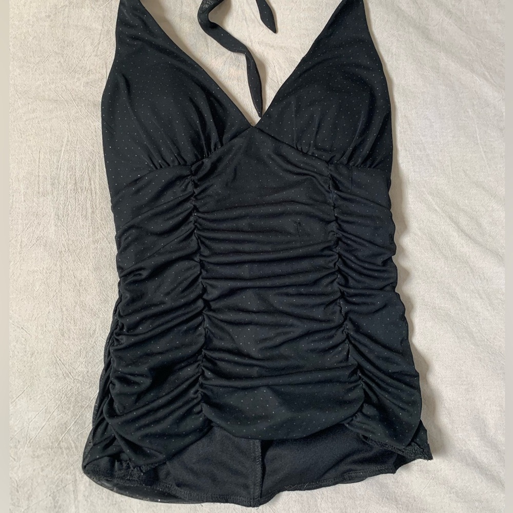 Vintage Sparkly Halter-Neck Ruched Top - Picture 3 of 7